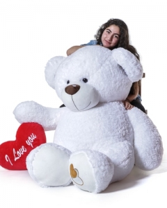 4ft white Giant teddy w/pillow