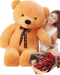 4ft teddy w/12 red roses Bouquet