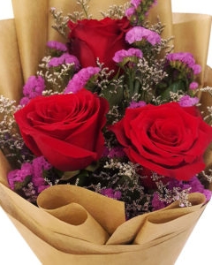 3 Holland red Roses for you Love